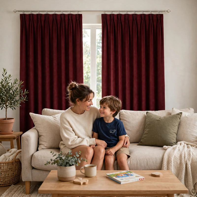 Anydrape Maroon Velvet Blackout Curtains – High‑Quality Modern Luxury Drapes for Living Room, Bedroom & Dining Windows