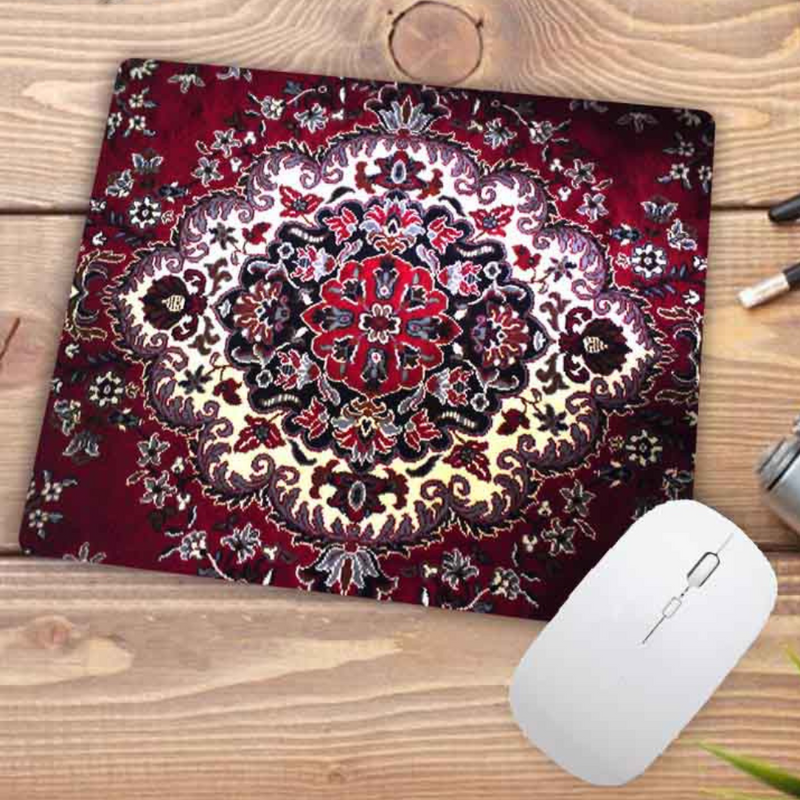 ANYMOB Mouse Pad Maroon 22X18CM Persian Tribal Carpet Computer Office Desk Non-Slip Mat