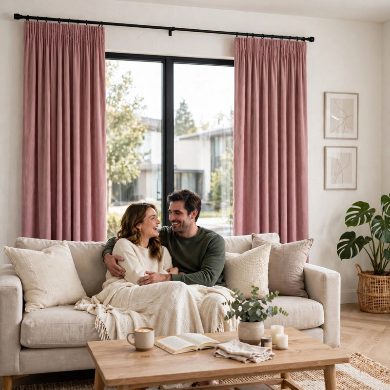 Anydrape Dark Peach Velvet Blackout Curtains – High‑Quality Modern Luxury Drapes for Living Room, Bedroom & Dining Windows