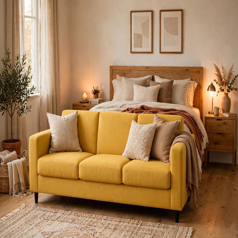 Anyseat 3-Seater Sofa Cover – Plain Yellow Style Slipcover for Living Room Chair Protection