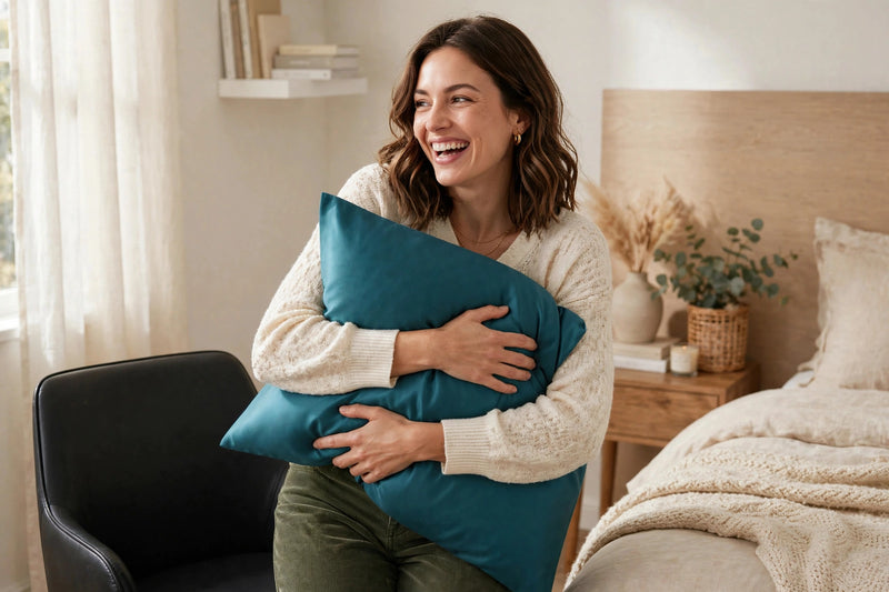 ANYHOUZ Pillowcase 50x90cm Teal Natural Mulberry Silk For Comfortable And Relaxing Home Bed