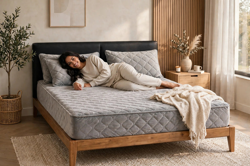 Anycozy Mattress Cover Gray King Size Crystal Velvet Thicken Quilted Warm Soft Plush Bed Sheet
