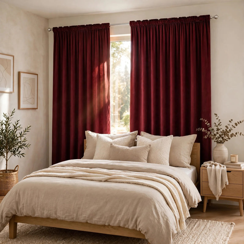 Anydrape Maroon Velvet Blackout Curtains – High‑Quality Modern Luxury Drapes for Living Room, Bedroom & Dining Windows