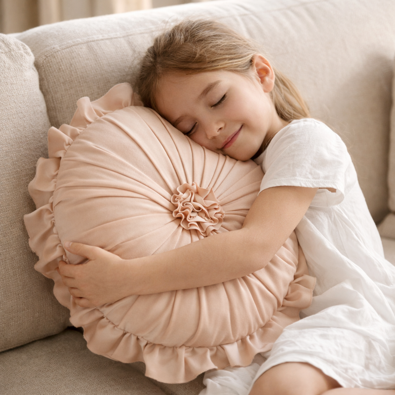 Anypillow Flower Round Velvet Cushion – Soft Plush Decorative Pillow