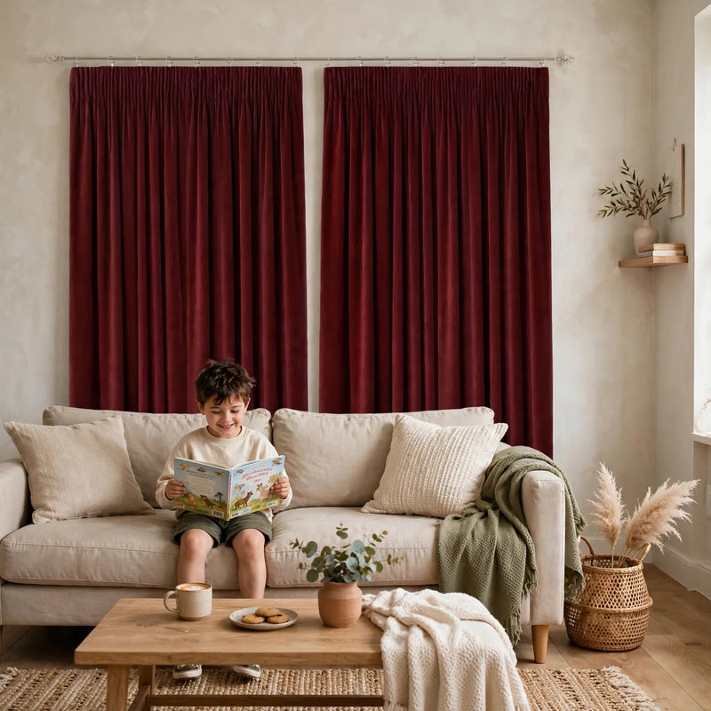 Anydrape Maroon Velvet Blackout Curtains – High‑Quality Modern Luxury Drapes for Living Room, Bedroom & Dining Windows