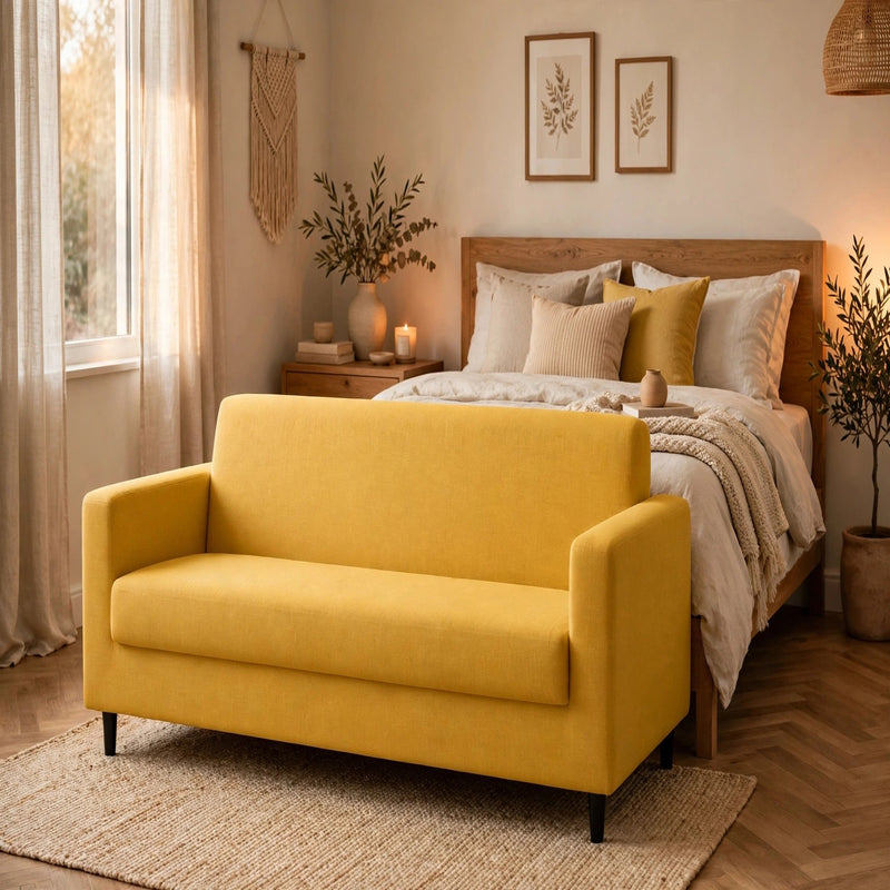 Anyseat 4-Seater Sofa Cover – Plain Yellow Style Slipcover for Living Room Chair Protection