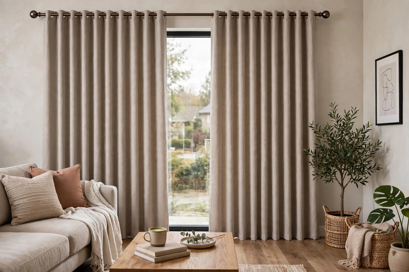 Anydrape Khaki Velvet Blackout Curtains – High‑Quality Modern Luxury Drapes for Living Room, Bedroom & Dining Windows