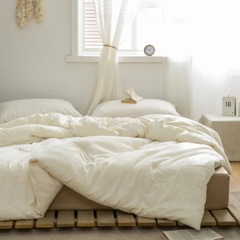 ANYHOUZ Duvet Cover Beige Quilted Ultra Soft Bed Comforter 220X240cm