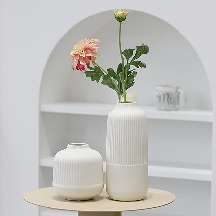 ANYDECO Flower Vase Coral Red Small Nordic Plastic Pot Home Decor