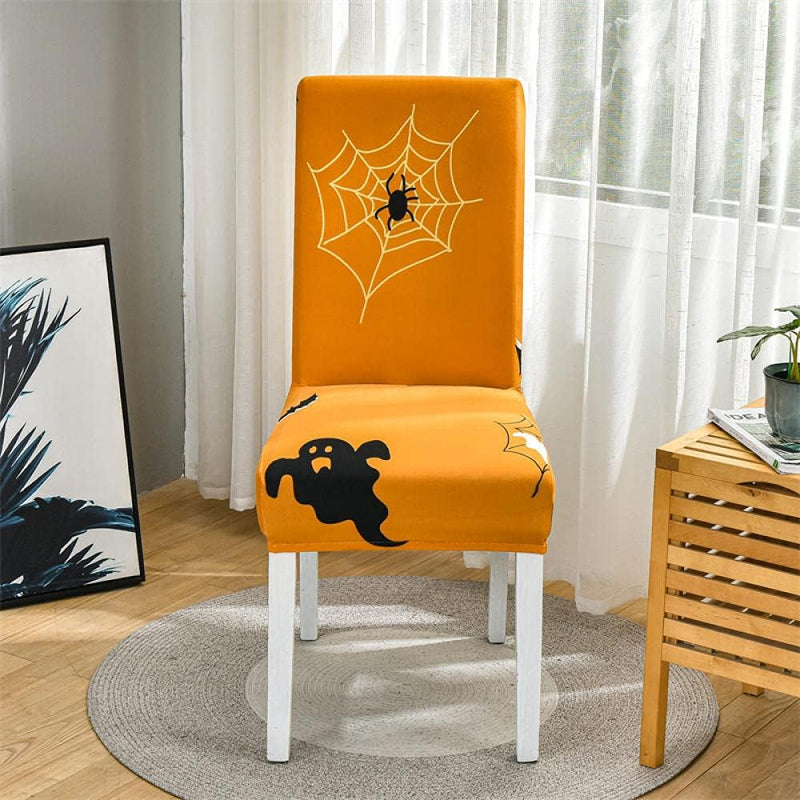 Anyseat Chair Cover Gold Spider Cobweb Ghost Design with Anti-Dirt and Elastic Material for Dining Room Kitchen Wedding Hotel Banquet Restaurant