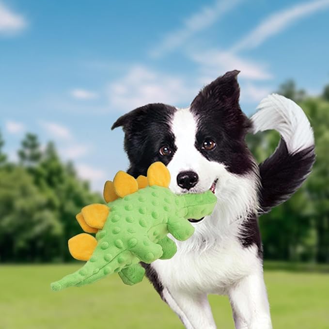 ANYWAGS Pet Toys Plush Stegosaurus Squeaky Teething Chews For Puppies