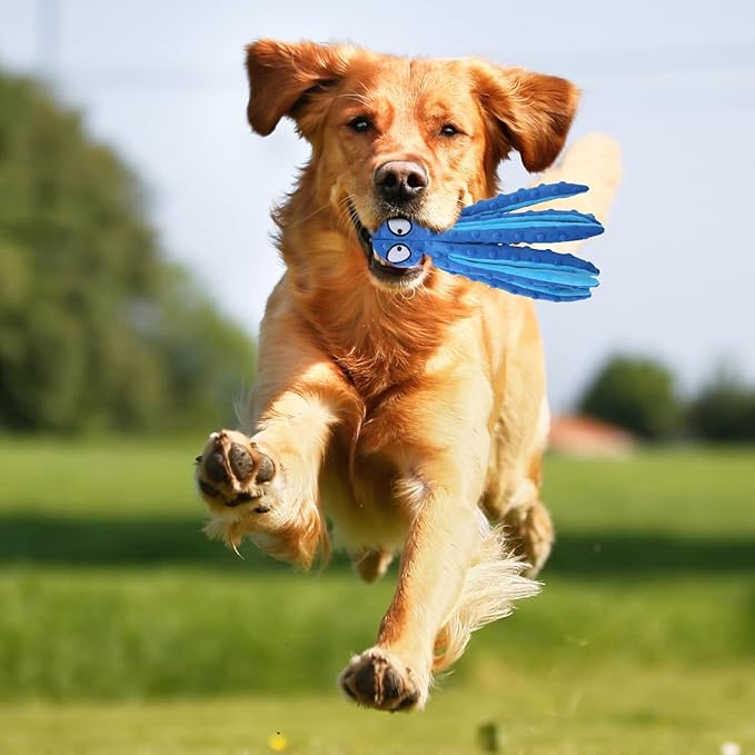 ANYWAGS Pet Toys Blue Plush Octopus Squeaky Teething Chews For Puppies