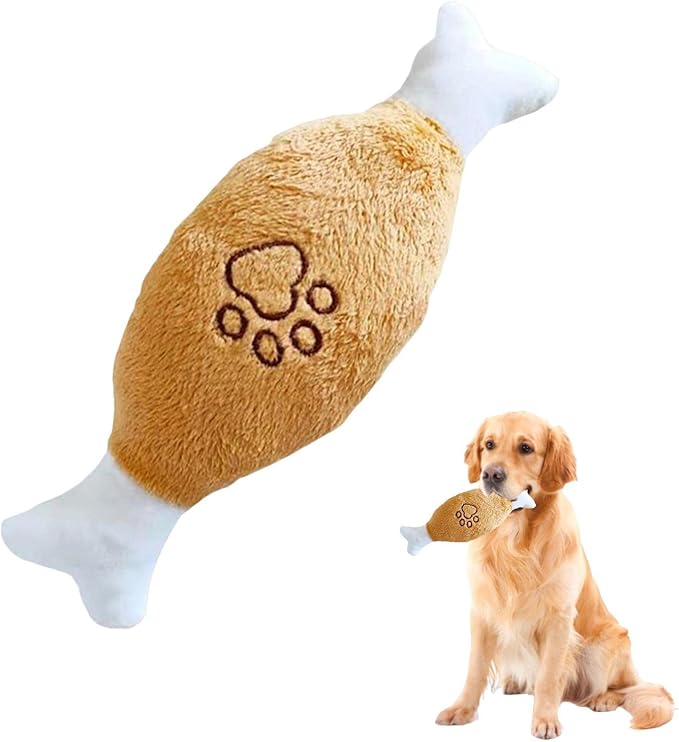 ANYWAGS Pet Toys White Brown Plush Pipe Chicken Bone Squeaky Interactive Accessories
