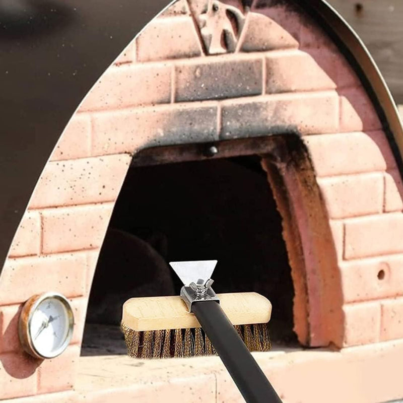 Anygleam Black 81cm Oven Copper Brush with Metal Scraper Tool and Length Adjustable Handle Cleaning Accessories