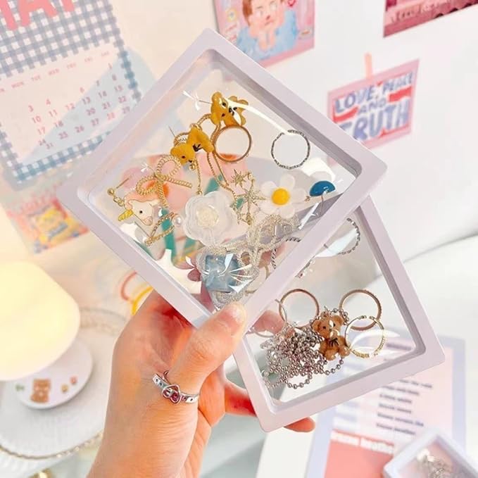 Anyvogue Jewelry Box White Transparent Display Case for Pendant Necklace Bracelet Ring