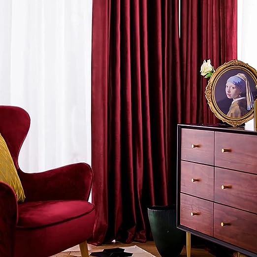 Anydrape Maroon Velvet Blackout Curtains – High‑Quality Modern Luxury Drapes for Living Room, Bedroom & Dining Windows