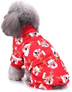 Anypet Dog Costume – Red Santa Claus Print Dog Cat Christmas Shirt with Cape Outfit & Fun Accessories