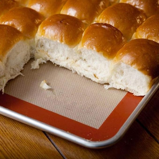 ANYGLEAM Baking Tray With 1Pc Silicone Mat Silver Rectangular Perforated Pastry Sheet Pan With Hole