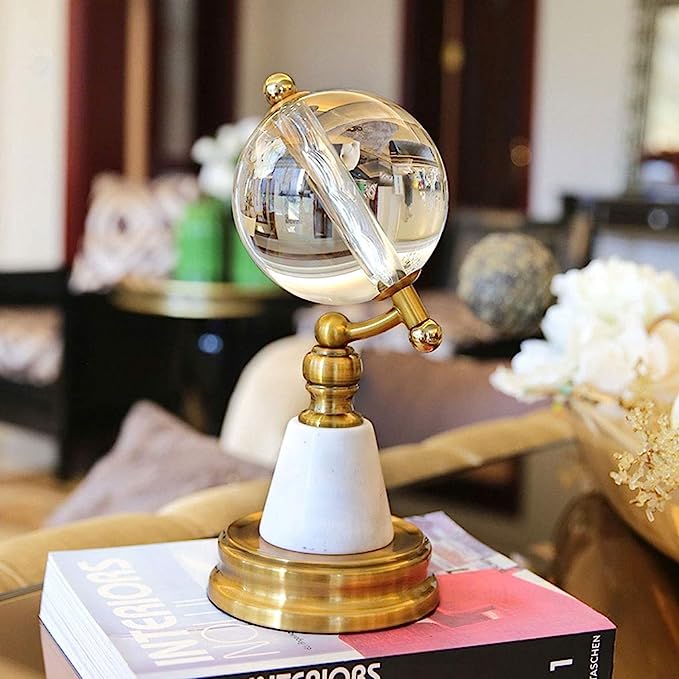 ANYHOUZ Luxury Gold Metal – Crystal Ball Showpiece for Living Room, House Display & Elegant Crafts Ornaments