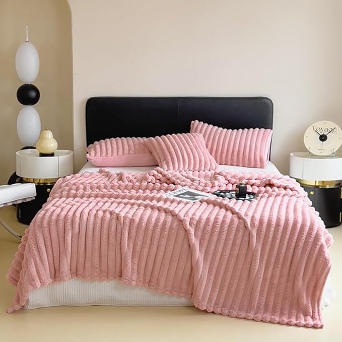 Anycozy Pink Velvet Fluffy Coral Fleece Warm Sofa Blanket