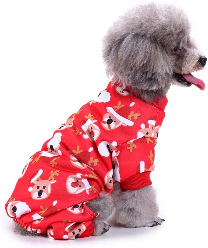 Anypet Dog Costume – Red Santa Claus Print Dog Cat Christmas Shirt with Cape Outfit & Fun Accessories