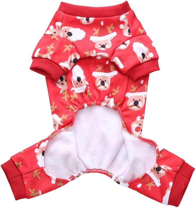 Anypet Dog Costume – Red Santa Claus Print Dog Cat Christmas Shirt with Cape Outfit & Fun Accessories