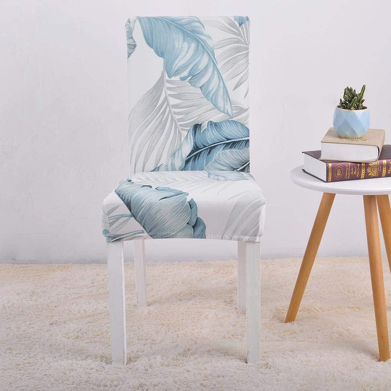 Anyseat Chair Cover Sky Blue Leaf Design with Anti-Dirt and Elastic Material for Dining Room Kitchen Wedding Hotel Banquet Restaurant