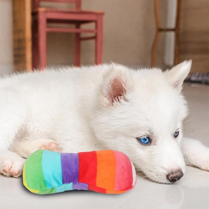 ANYWAGS Pet Toys Rainbow Plush Pipe Slippers Squeaky Interactive Item