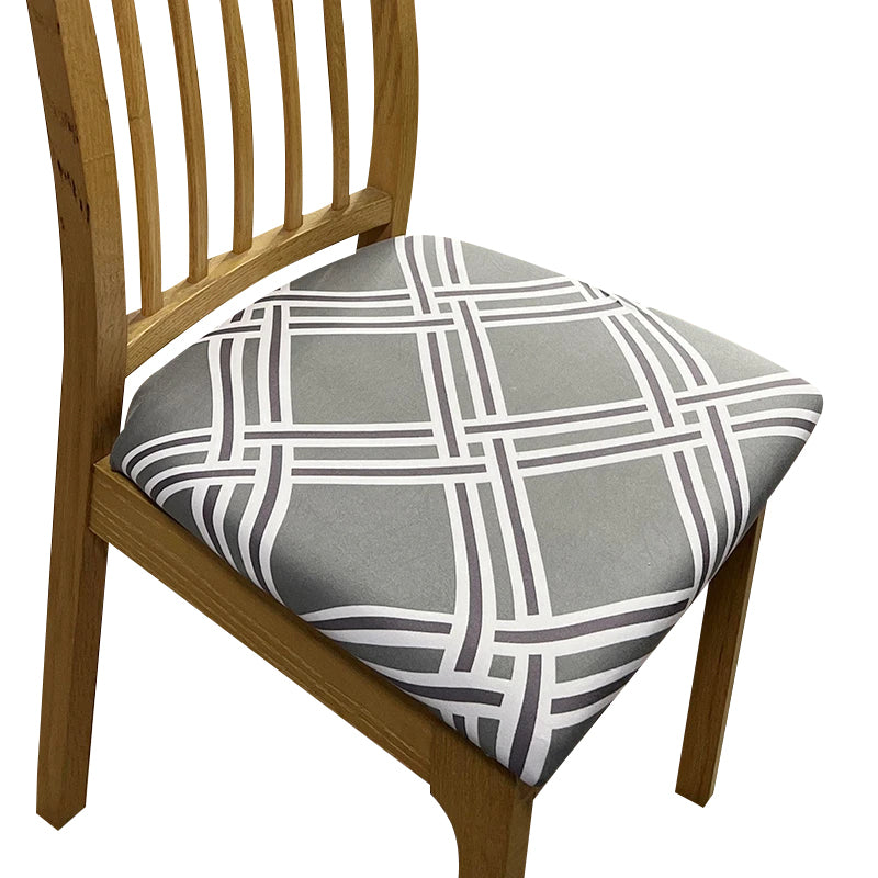 Anyseat Chair Cover Grey White Macro Knitted Design Stretch Seat Cover for Home Dinning Kitchen Washable Removable