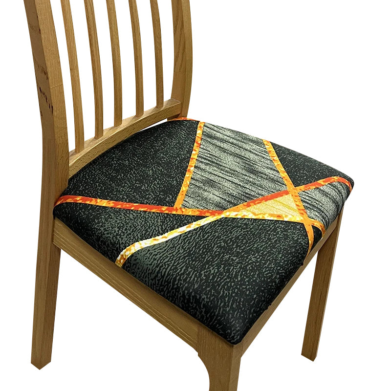 Anyseat Black Orange Linear Criss Cross Design Chair Cover – Stretch Washable Removable Seat Cover for Dining & Kitchen