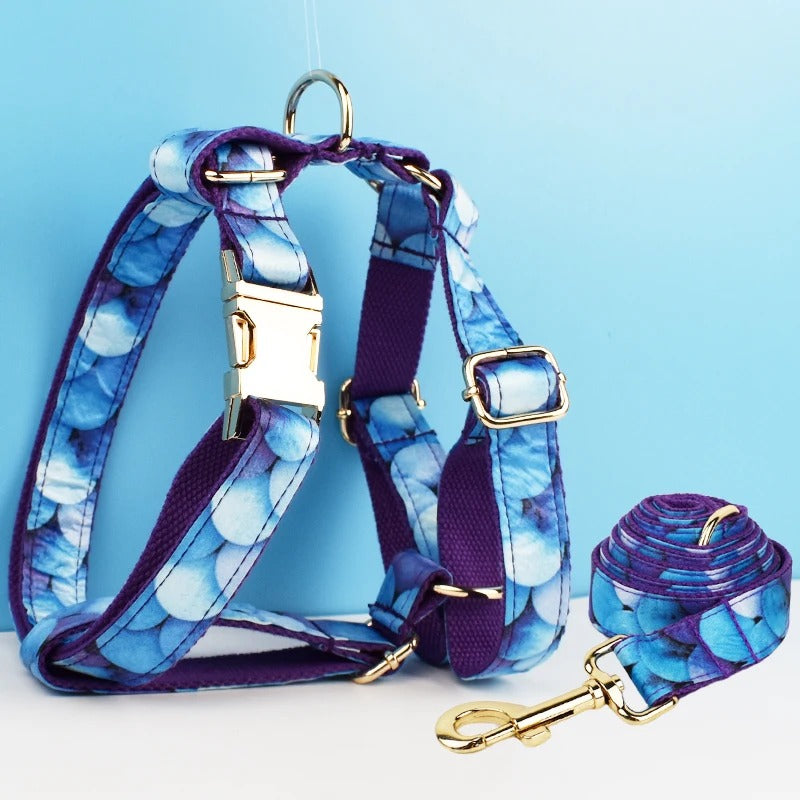 ANYWAGS Pet Harness Leash Blue Sparkles Heavy Duty DIY Metal Dog Leash