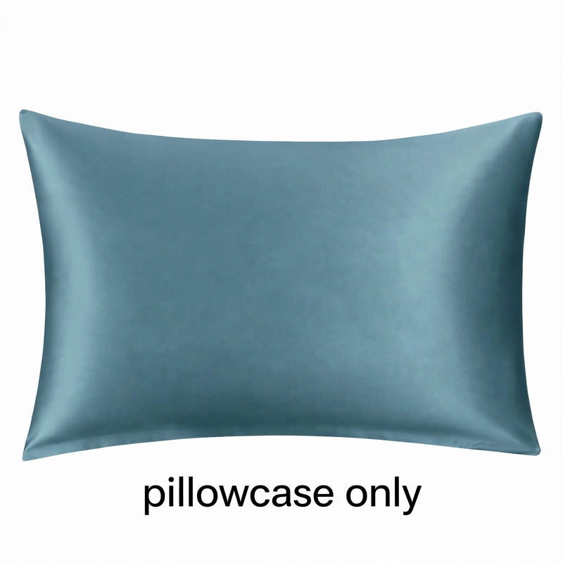 Anypillow Mulberry Silk Pillowcase Set 50x90cm – Blue Gray with Eye Mask, Luxury Silk Bedding