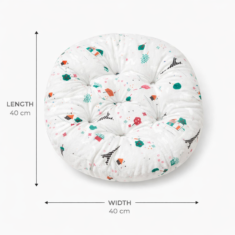 Anypillow White Round Chair with Playful Pattern Chair Pad – Soft Seat Cushion