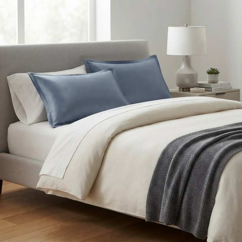 ANYHOUZ Pillowcase 51x66cm Blue Gray Pure Real Silk For Comfortable And Relaxing Home Bed