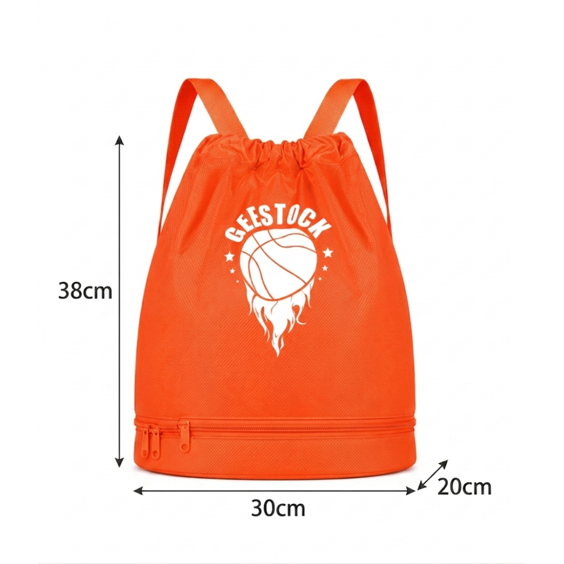 Orange Basketball Drawstring Backpack – Sports Gym Bag for Players and Fans