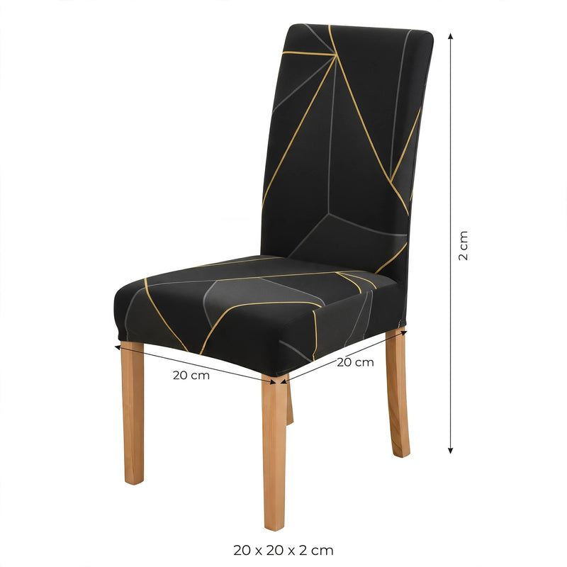 Anyseat Black Gray Geometric Line Pattern Print Elastic Chair Cover – Plain Dining Slipcover & Home Décor