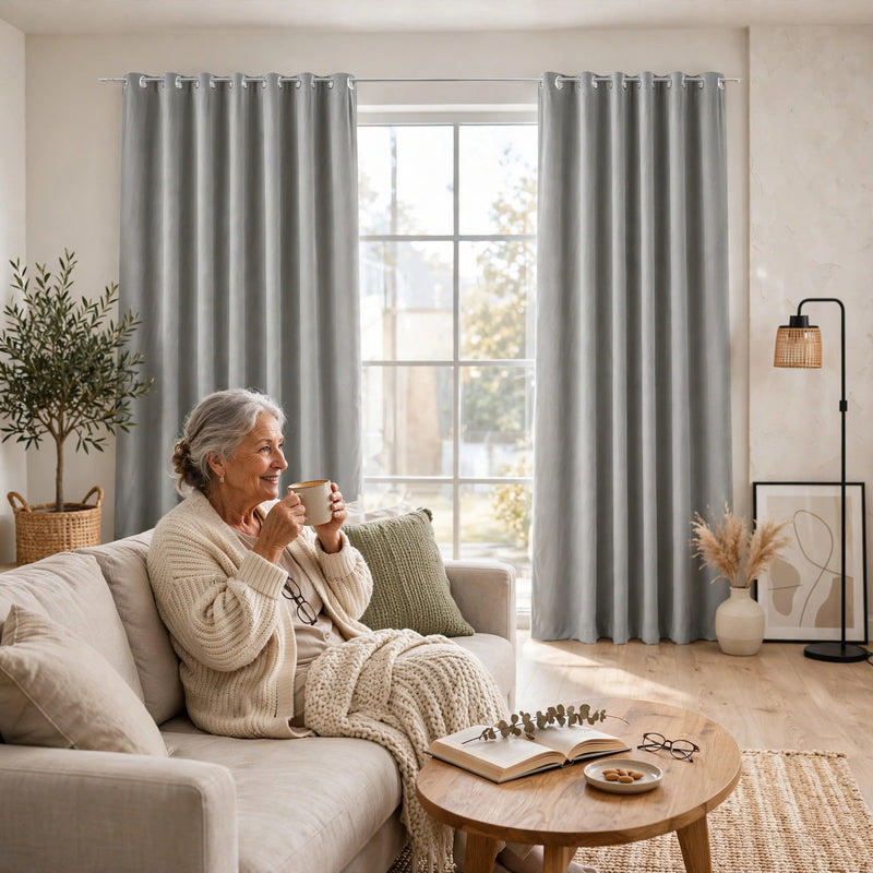 Anydrape Light Gray Velvet Blackout Curtains – High‑Quality Modern Luxury Drapes for Living Room, Bedroom & Dining Windows