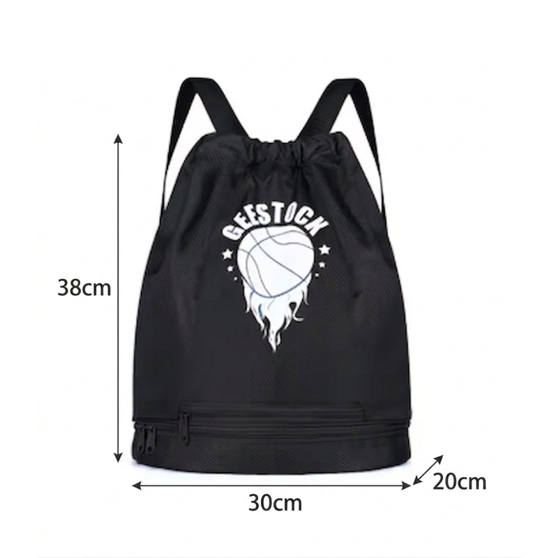 Black Basketball Drawstring Backpack – Sports Gym Bag for Players and Fans