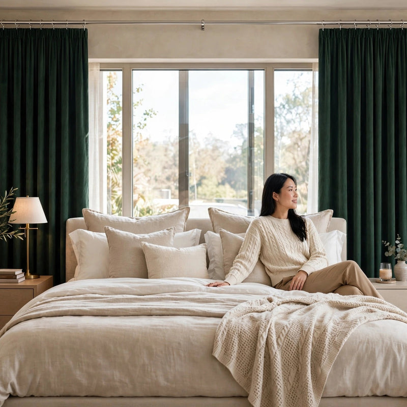 Anydrape Green Velvet Blackout Curtains – High‑Quality Modern Luxury Drapes for Living Room, Bedroom & Dining Windows
