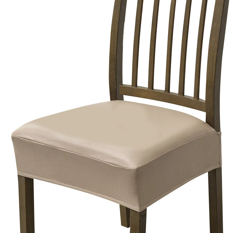 Anyseat Chair Cover Beige PU Leather Seat Slipcover Chair Cover for Kitchen Hotel Banquet Dining Living Room
