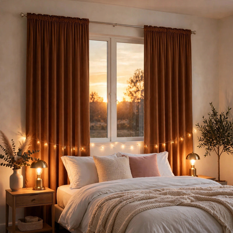 Anydrape Umber Velvet Blackout Curtains – High‑Quality Modern Luxury Drapes for Living Room, Bedroom & Dining Windows
