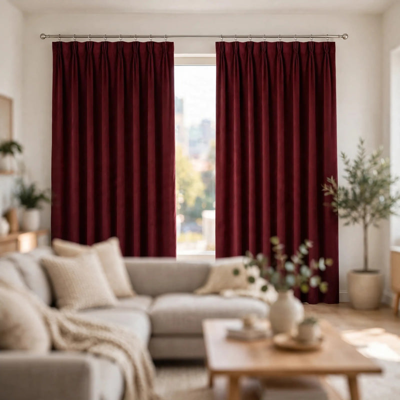 Anydrape Maroon Velvet Blackout Curtains – High‑Quality Modern Luxury Drapes for Living Room, Bedroom & Dining Windows