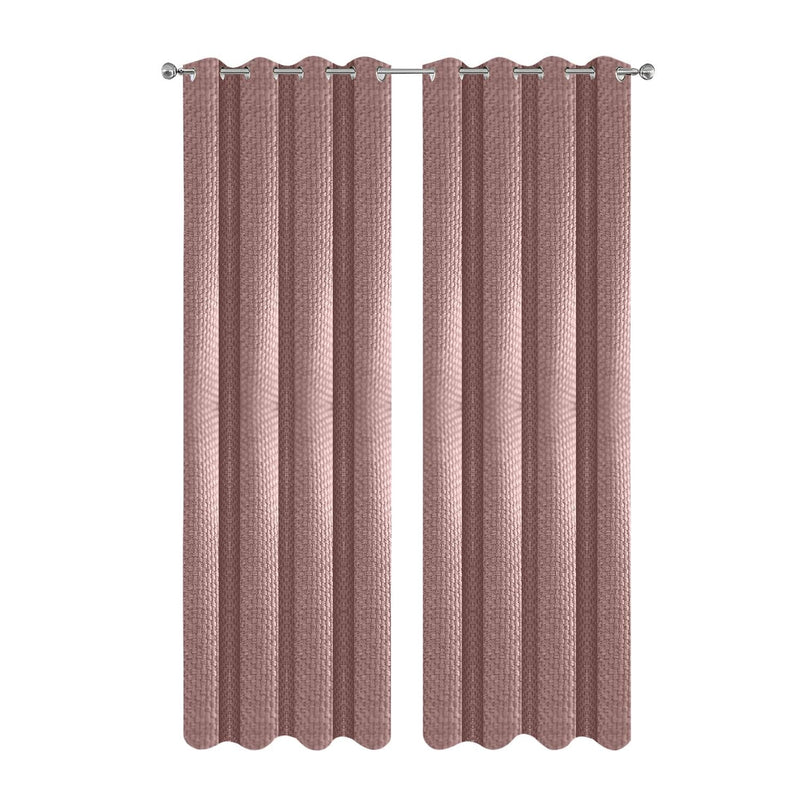 Anydrape Pink Waffle Plaid Luxury Curtains – Modern Textured Drapes for Living Room, Bedroom & Dining Decor
