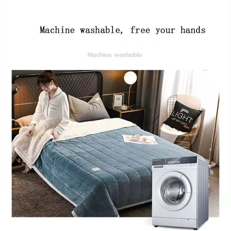 Anycozy Light Grey Fleece Blanket Warm 3-Layer Flannel Quilt 150x200cm