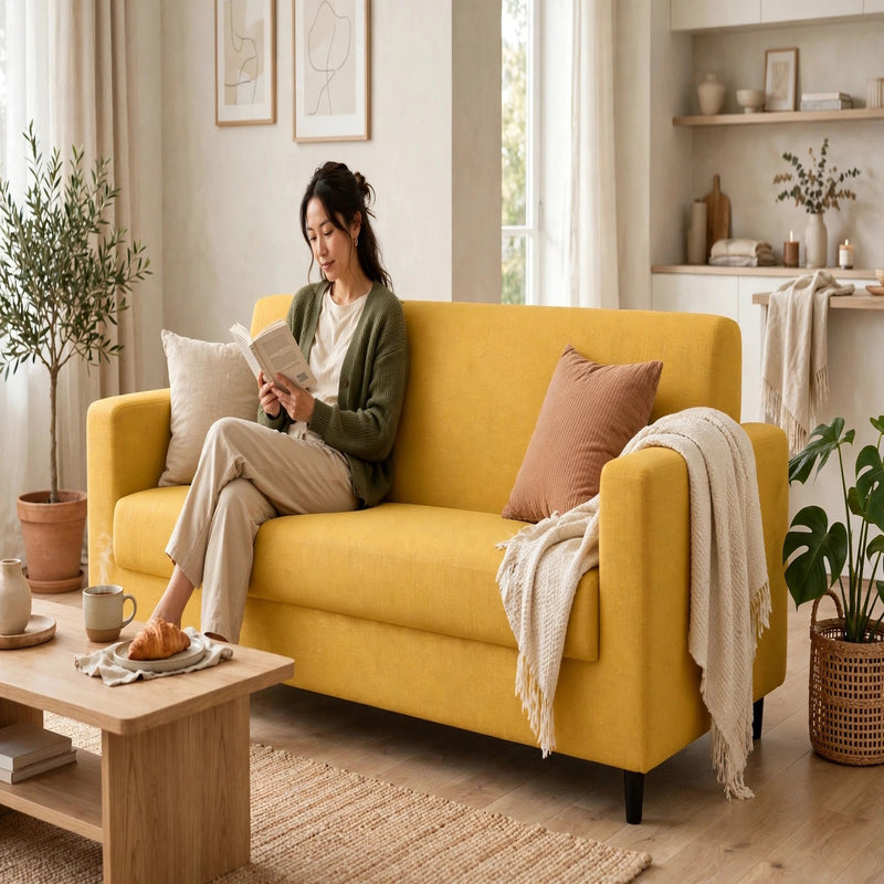 Anyseat 3-Seater Sofa Cover – Plain Yellow Style Slipcover for Living Room Chair Protection