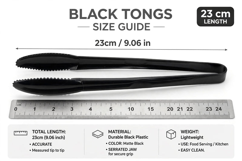 Anygleam Black Stainless Steel Tong – 2pcs Clip Tableware for Salad, BBQ & Grill Party Accessory