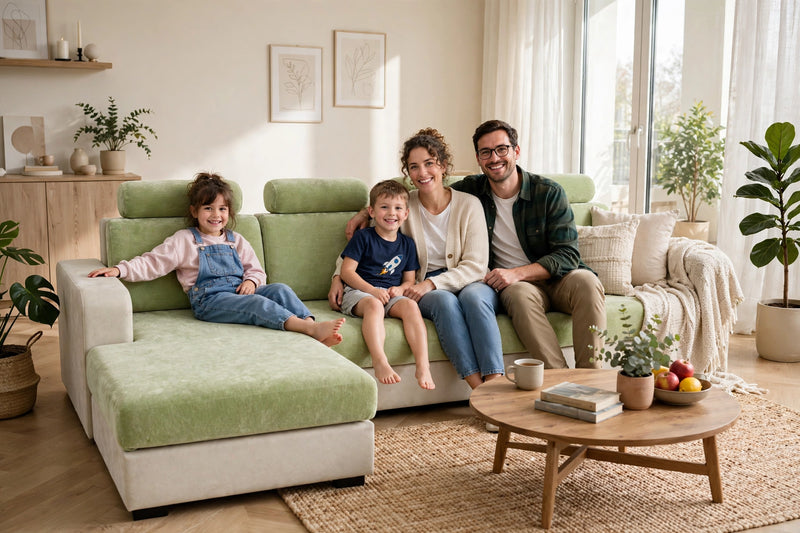 Anyseat L‑Shape Sofa Cover Mint Green Chenille Polyester Thick Stretchable Cushion Protector for Living Room