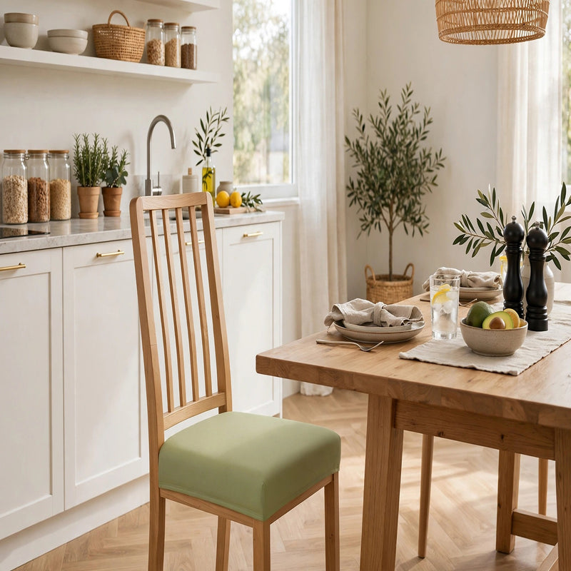 Anyseat Plain Light Green Stretch Chair Cover – Washable, Removable Dining & Kitchen Seat Protector