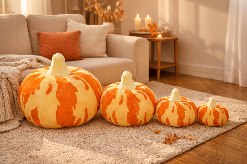 Anypillow Pumpkin Cushion – Soft Plush Yellow Orange Decorative Pillow