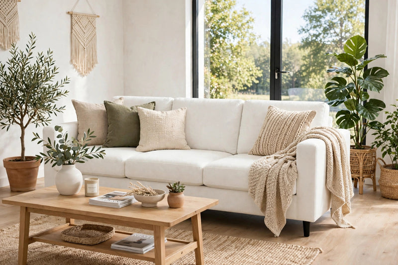 Anyseat 3-Seater Sofa Cover – Plain White Style Slipcover for Living Room Chair Protection